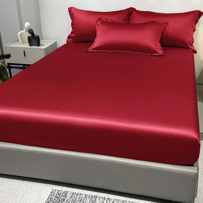 Skanto | SatinDreams Luxury Fitted Sheet | Silk Satin Bed Sheet | Breathable & Cooling | Wrinkle-Free | Easy Care