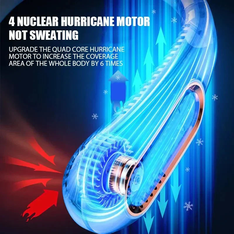 Portable Mini Bladeless Neckband Fan with Digital Display - USB Rechargeable Air Cooler for Neck, Hands-Free Cooling Experience | Kalsten