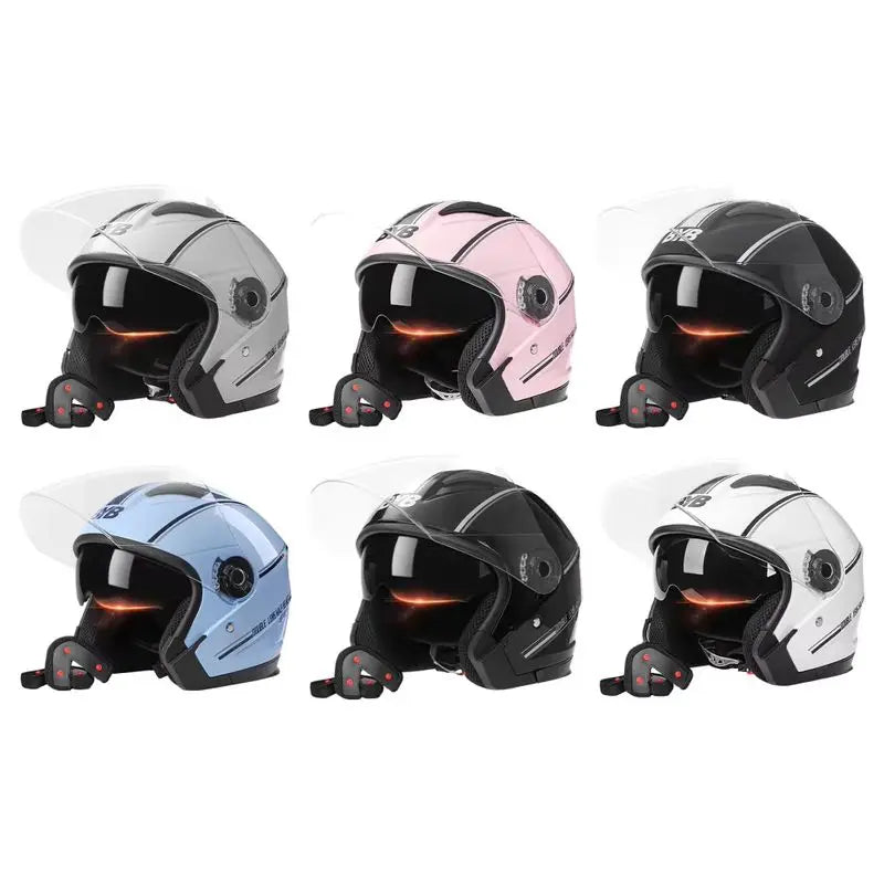 Kalsten | Retro 3/4 Open-Face Motorcycle Helmet with Dual Lens – AeroRide