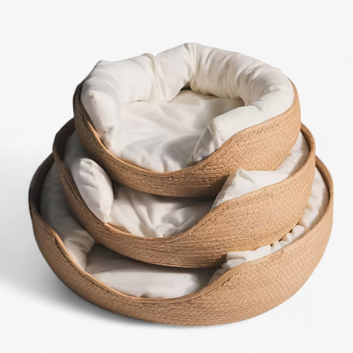 Kalsten | Handwoven Bamboo Pet Bed with Soft Cushion – Luna Nest