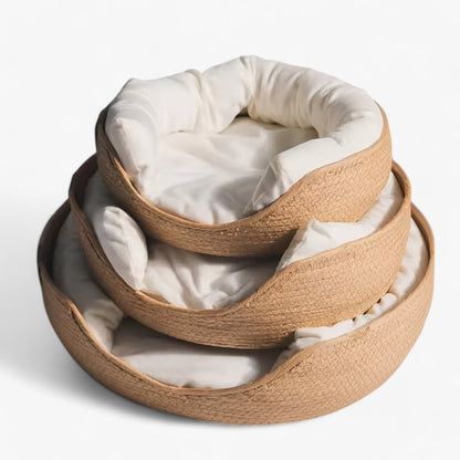 Skanto | Hand-Woven Bamboo Pet Bed with Soft Cushion – Luna Nest