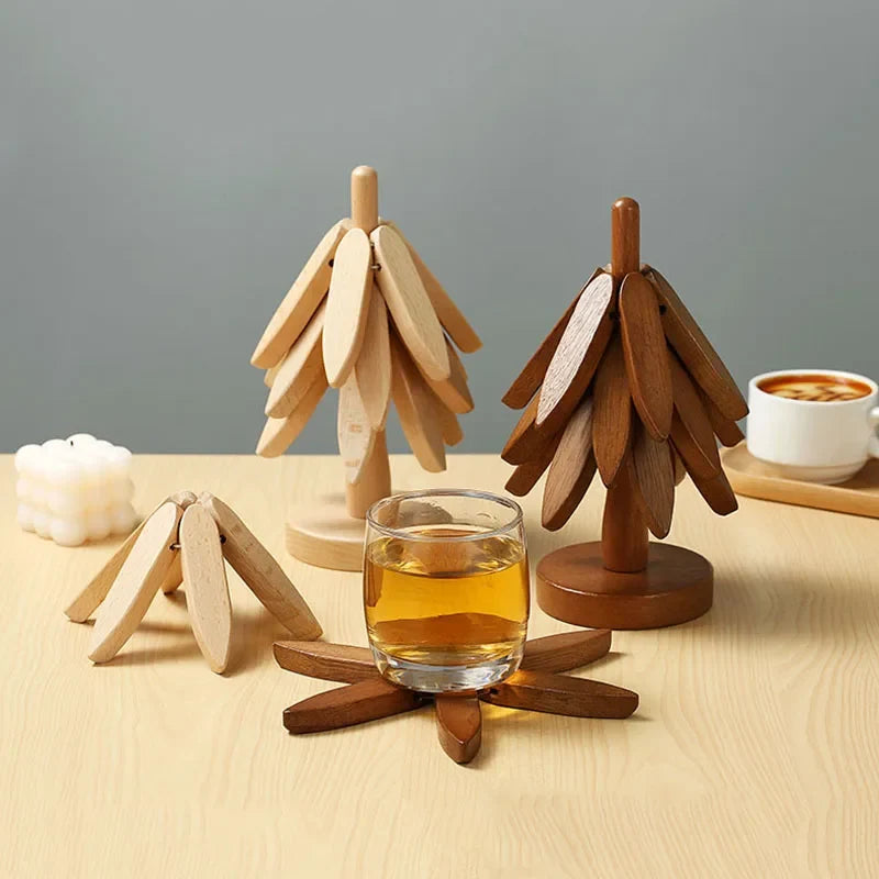Wood-Look Coaster Set