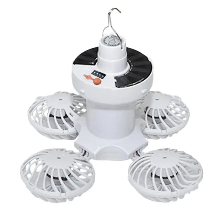 Kalsten | Ventolux Solar Camping Lamp with Fan | Foldable & Portable | 3 Wind Levels & LED Lighting | For Tent, Terrace & Outdoor
