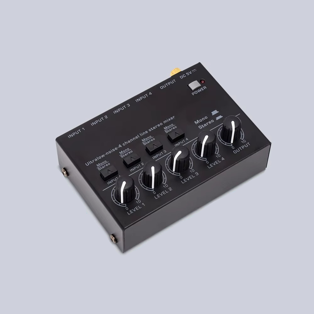 Kalsten | Ultra-Compact 4-Channel Low Noise Audio Mixer with Stereo RCA Output