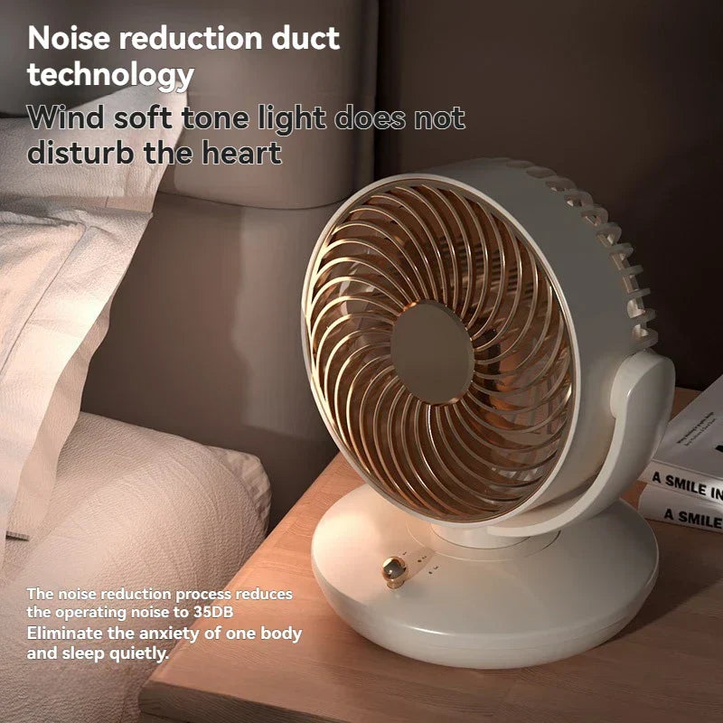 Kalsten | BreezeLoop Table Fan with 360° Rotation | USB Fan with 3 Speeds & Battery | Quiet & Compact | For Office, Bedroom & Home