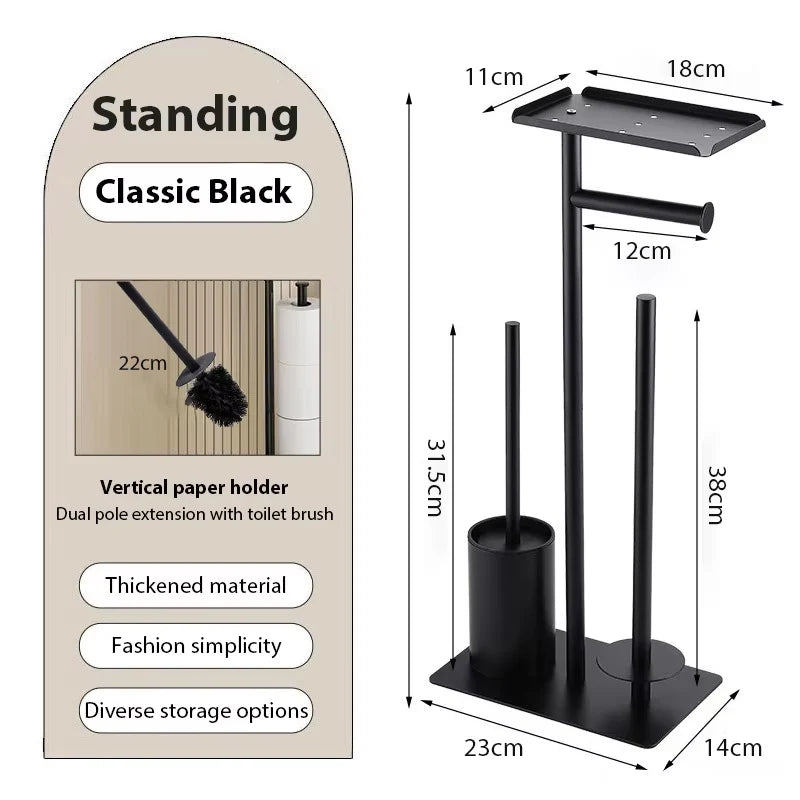 Toilet paper holder with brush & shelf | Kalsten