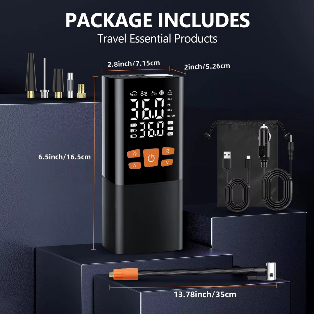Kalsten | Portable Tire Inflator Air Compressor, 180 PSI Rechargeable Pump with 25000mAh Battery