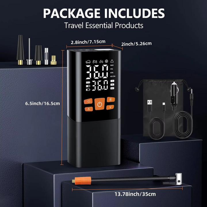 Kalsten | Portable Tire Inflator Air Compressor, 180 PSI Rechargeable Pump with 25000mAh Battery