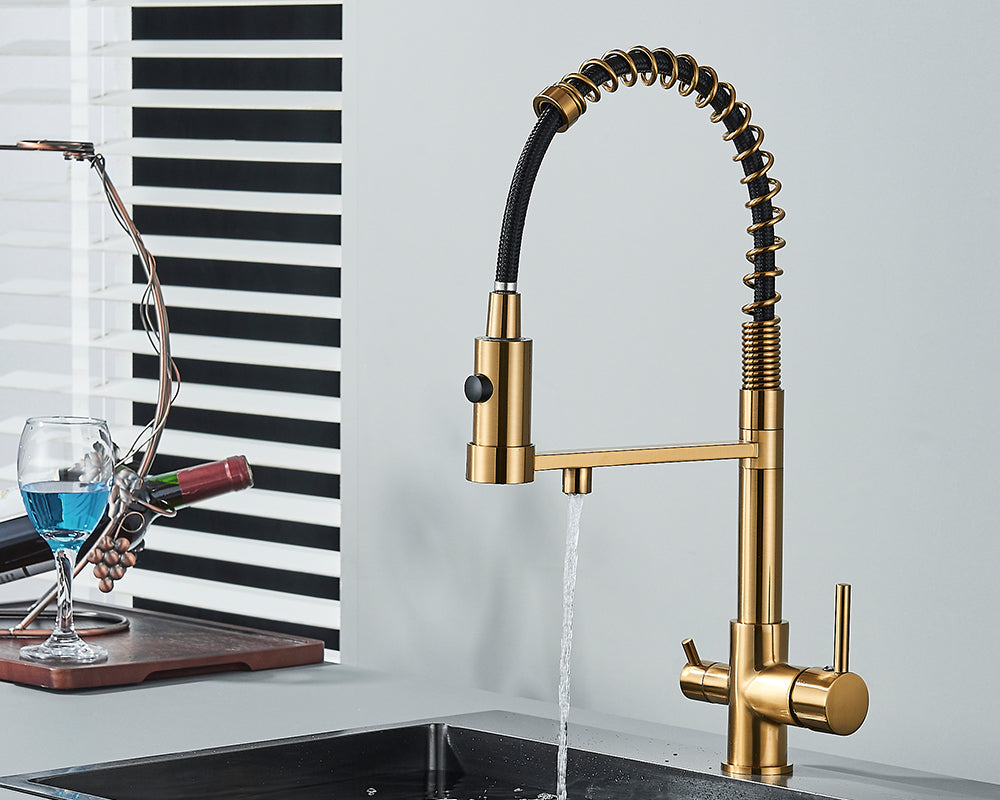 Sandsberg Black Filter Kitchen Faucet with Dual Outlet – Mixing Tap with Water Filter for Kitchens, Water Treatment and Cleaning | Kalsten