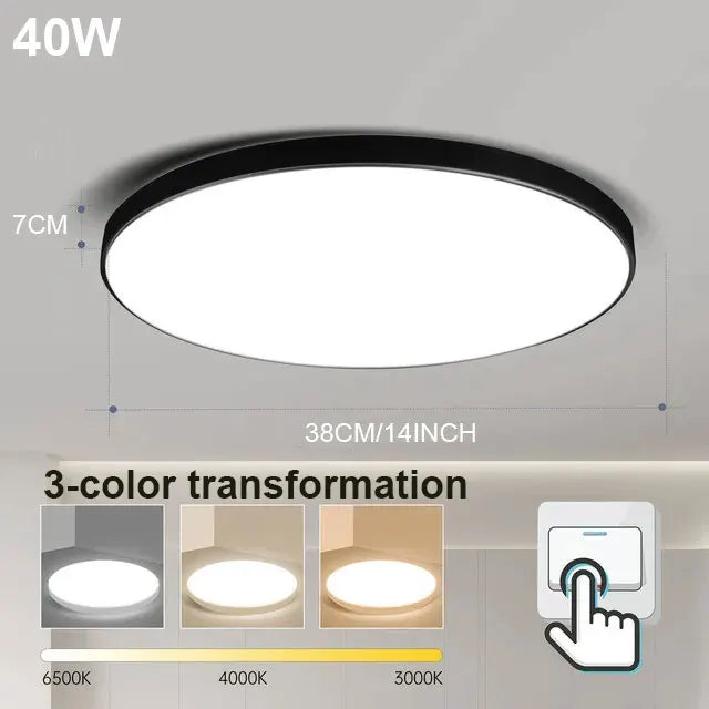 Modern LED Ceiling Lamp – 18W/30W/40W/72W Round Ceiling Light for Living Room, Bedroom, Kitchen, and Bathroom | Kalsten