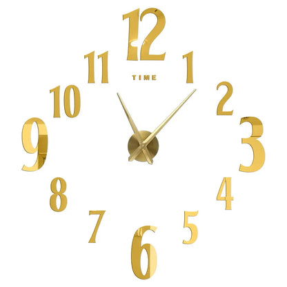 Large DIY 3D Mirror Acrylic Wall Clock for Kitchen, Dining Room, Living Room | Skanto