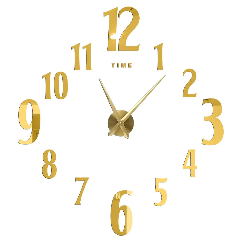 Large Wall Clock DIY 3D Self-adhesive Mirror Acrylic Wall Clock for Kitchen Dining Room Living Room Creative Home Decor | Karnz