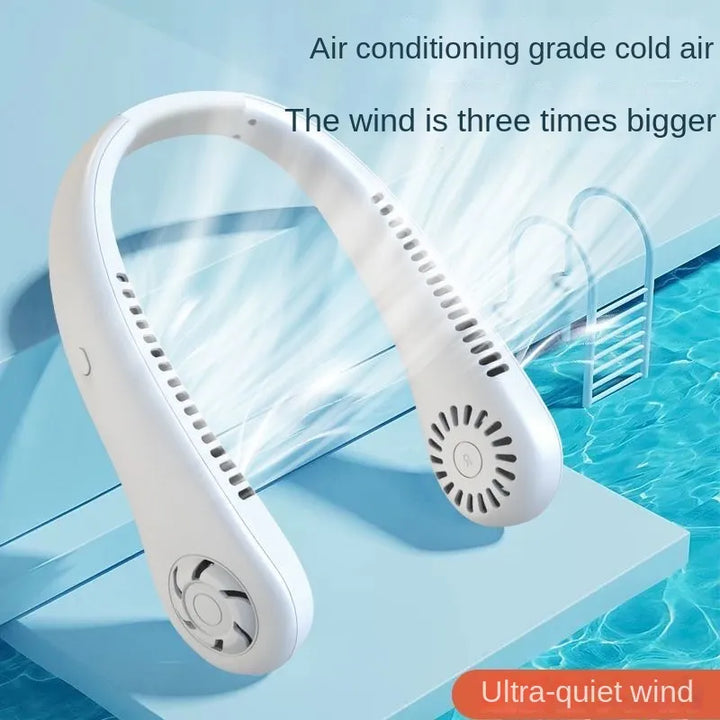 Stay Cool Anywhere with 1PC New Mini Neck Portable Bladeless Hanging Neck Fan - Long Battery Life, Rechargeable, 3-Speed Air Cooler for Summer Sports | Kalsten