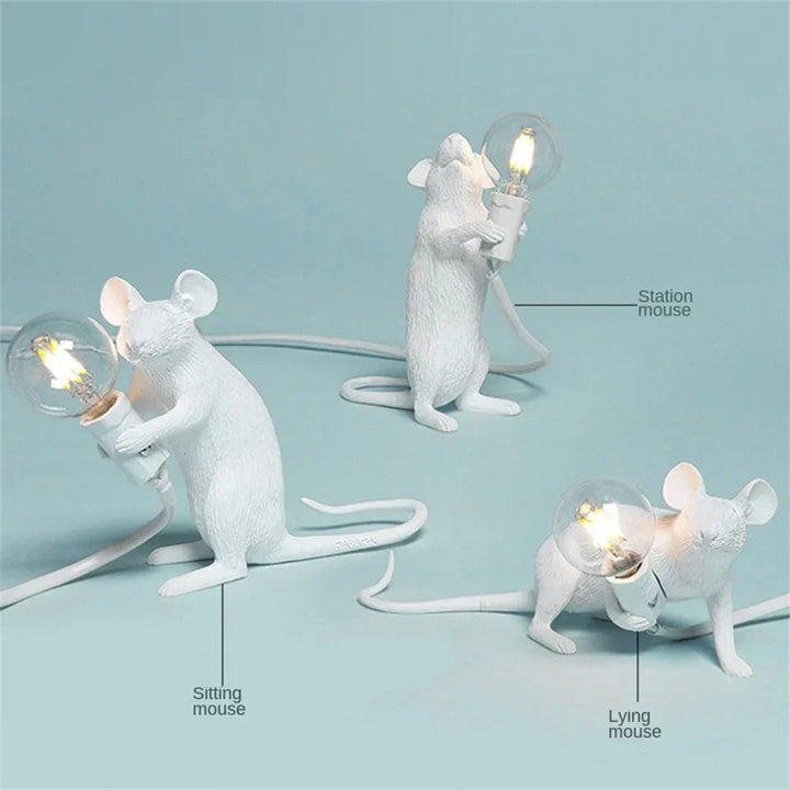 Modern LED Animal Table Lamps: Resin Rat, Cat, and Squirrel Night Lights | Kalsten