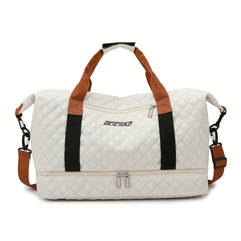 Kalsten | Travessia Travel Bag with Shoe Compartment | Large Capacity & Argyle Design | Nylon Weekender for Sports, Short Trips & Everyday Use
