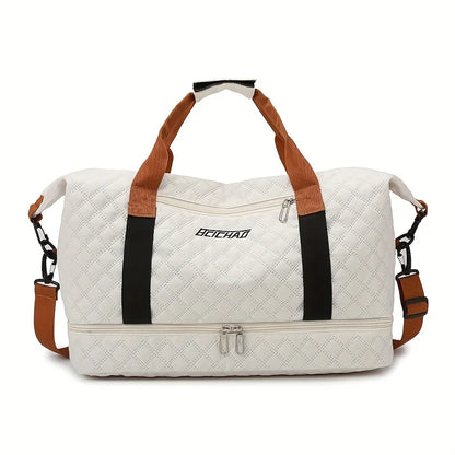 BowLift | Travessia Travel Bag with Shoe Compartment | Large Capacity & Argyle Design | Nylon Weekender for Sports, Short Trips & Everyday Use