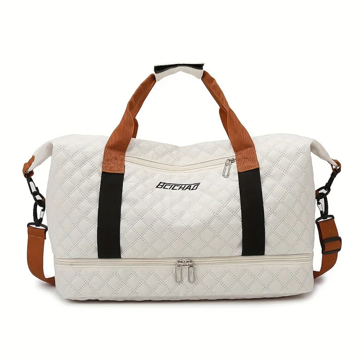 Kalsten | Travessia Travel Bag with Shoe Compartment | Large Capacity & Argyle Design | Nylon Weekender for Sports, Short Trips & Everyday Use