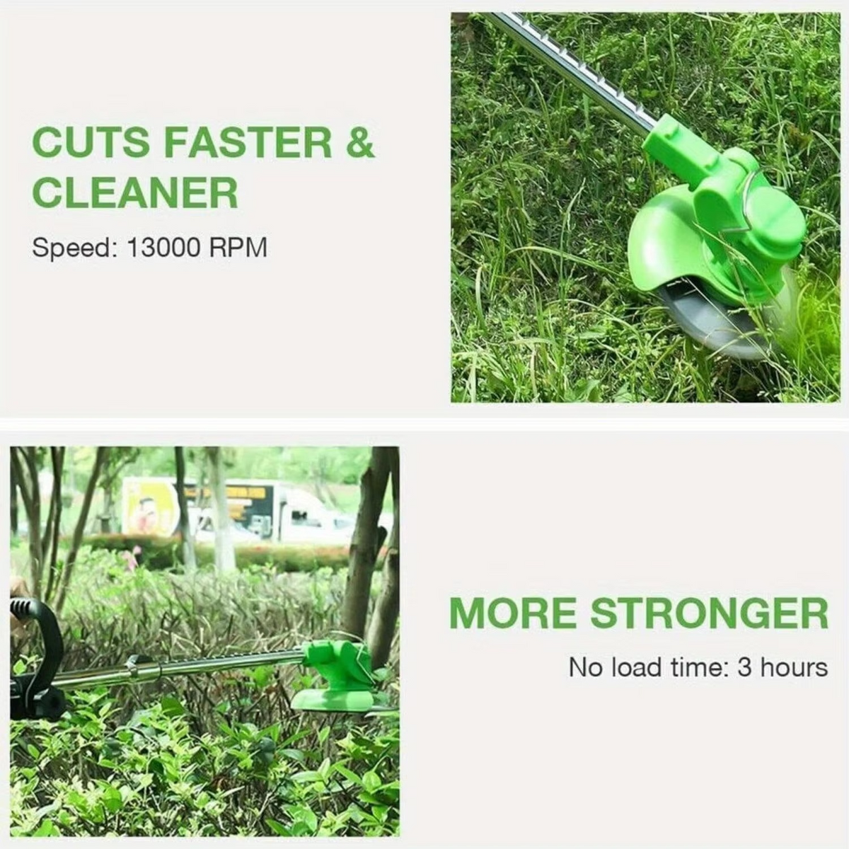 Battery String Trimmer 600W, 51" Adjustable String Trimmer and Brush Cutter with 8 Blades and Two 24V Batteries