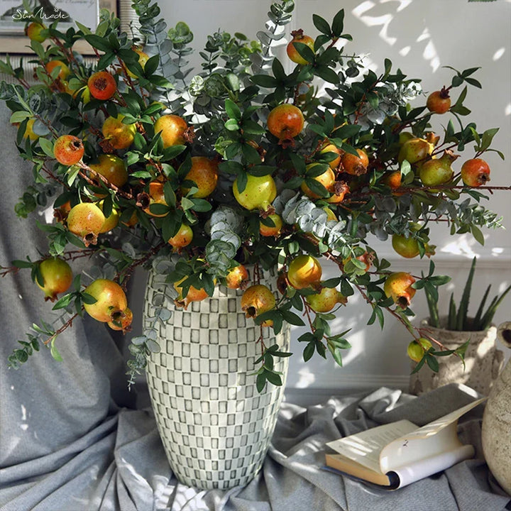 6-Piece Artificial Pomegranate Fruit Branch with Leaves | Kalsten