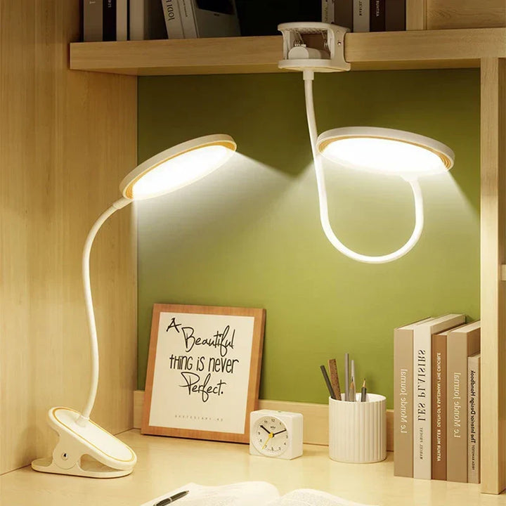 ClipLuma LED Table Lamp | USB Rechargeable | 3 Brightness Levels | Eye-Friendly | With Clip Mount | Kalsten