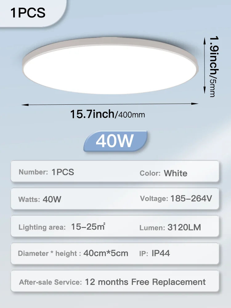 Modern LED Ceiling Light – Energy-Saving Panel Lamp for Kitchen, Bedroom, Living Room, and Corridor | Kalsten