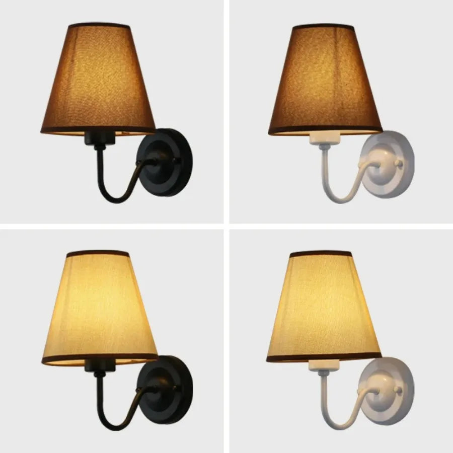 Modern LED Fabric Wall Lamp – E27 Retro Wall Lighting for Bedroom, Living Room, Hotel, and Dining Room | Kalsten