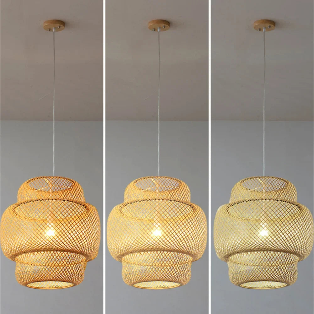 Classic Bamboo Lustre Chandelier - Handmade Rattan Pendant Light Fixture | Kalsten