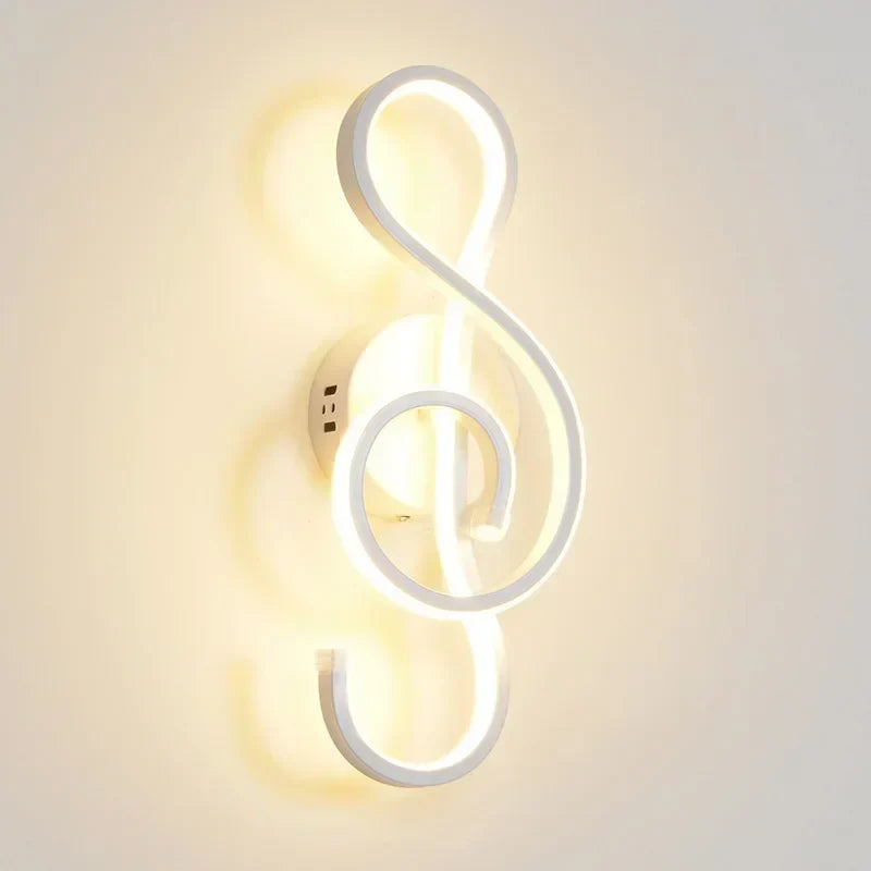 Modern LED Wall Lamp - Musical Note Wall Sconce for Bedroom, Living Room, and Study, Touch On/Off, Up & Down Light Direction, Indoor Home Decor | Kalsten