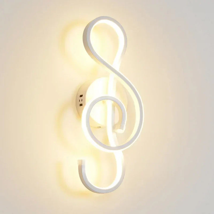 Modern LED Wall Lamp - Musical Note Wall Sconce for Bedroom, Living Room, and Study, Touch On/Off, Up & Down Light Direction, Indoor Home Decor | Kalsten