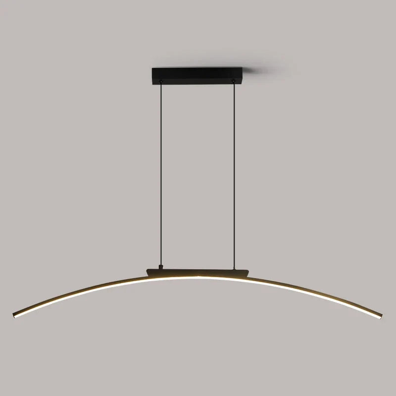 Modern Contemporary LED Dining Room Pendant Light | Sleek Arc Hanging Lamp, Adjustable Brightness | Kalsten