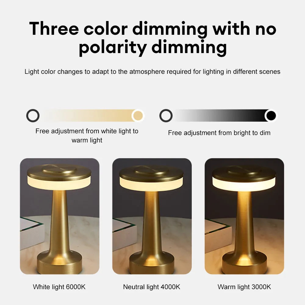 Retro Led Table Lamp Usb Rechargeable Infinitely Dimmable Night Light Camping Light Suitable For Bar Lampbedroom Ambient Light | Kalsten