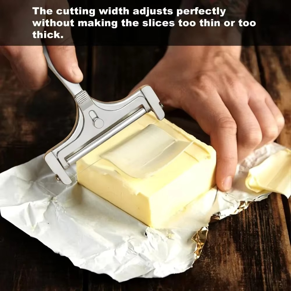 Kalsten | Premium Stainless Steel Cheese Slicer with Adjustable Thickness & Extra Wires