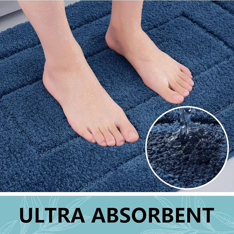 Bathroom Mat Microfiber Non-Slip – Double Layer Bath Mat | Highly Absorbent & Soft | Comfort Doormat | Kalsten