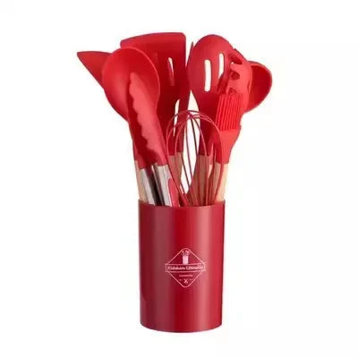 ChefEase – 12-piece Silicone Cooking Utensils Set with Wooden Handles | Kalsten