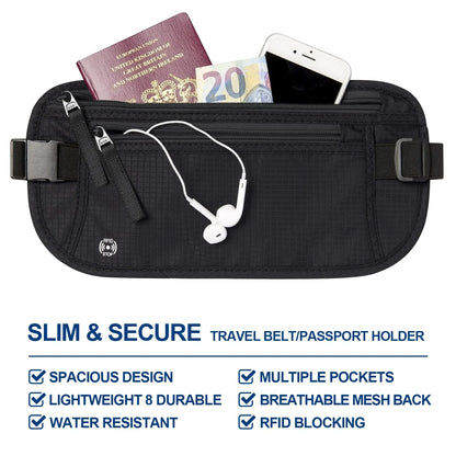 BowLift | SafeTraveler Waist Bag | RFID Protection | Hidden Security Pocket | For Men & Women