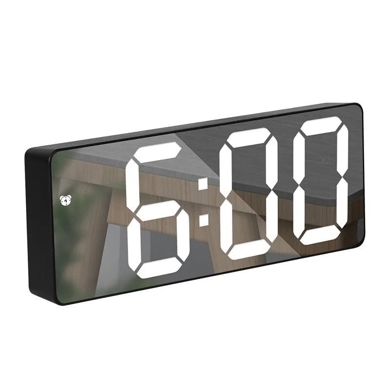 Modern Electronic Mirror Alarm Clock with LED Display, Alarm Function and Temperature Display – Stylish Digital Clock for Bedroom and Office | Kalsten