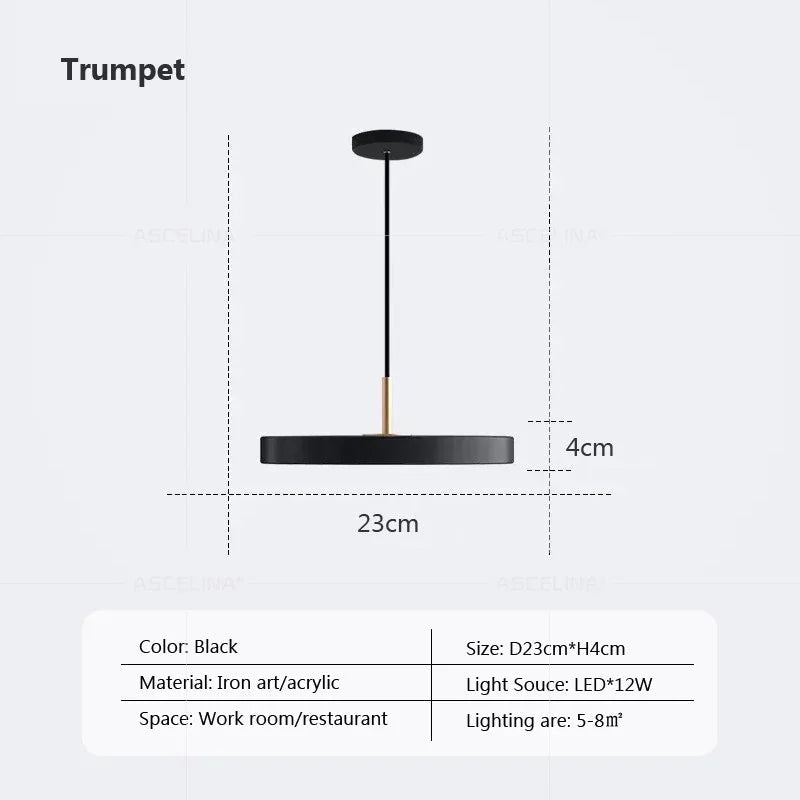Modern LED Pendant Light – 23/30cm Disc Hanging Lamp for Bedroom, Living Room, Office, and Aisle – Dimmable LED Ceiling Light | Kalsten