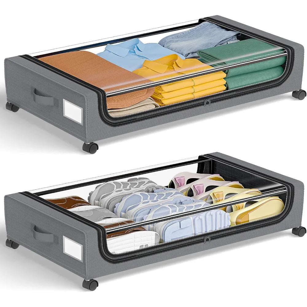 Under-bed storage Stackable wheeled box Organizer | Karnz