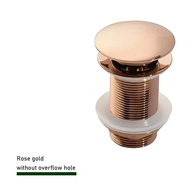 Drain Screw with Push-Down Pop-Up – Brass | 11 Colors | With or Without Overflow Skanto