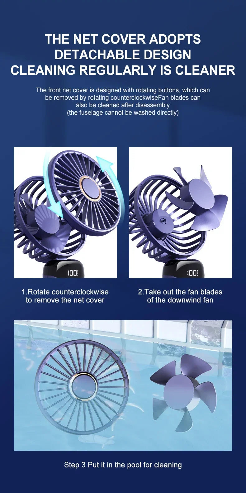 5000mAh Handheld Mini Fan – Wireless USB Rechargeable Portable Fan with Digital Display, Phone Holder, 5-Speed Foldable Neck Hanging Fan | Kalsten
