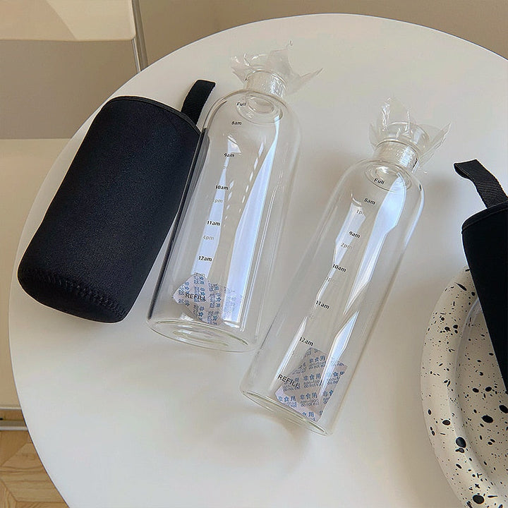 Heat-Resistant Glass Water Bottle – Time Scale Design