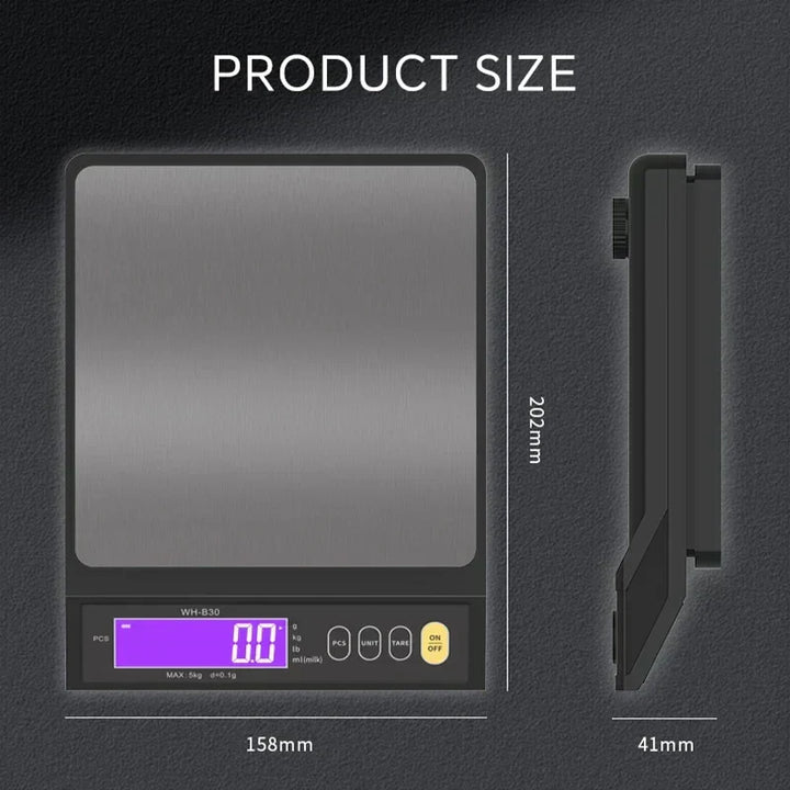 Kalsten | 5 kg/0.1 g and 10 kg/1 g digital electronic kitchen scale, LCD display, fully waterproof stainless steel weighing tool for baking