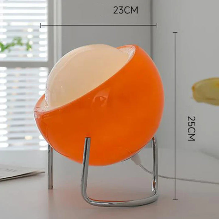Aurivio Table Lamp | Glass & Stainless Steel | Retro-Nordic Design | LED Night Light Beige/Orange | Ø21×H25 cm | Kalsten