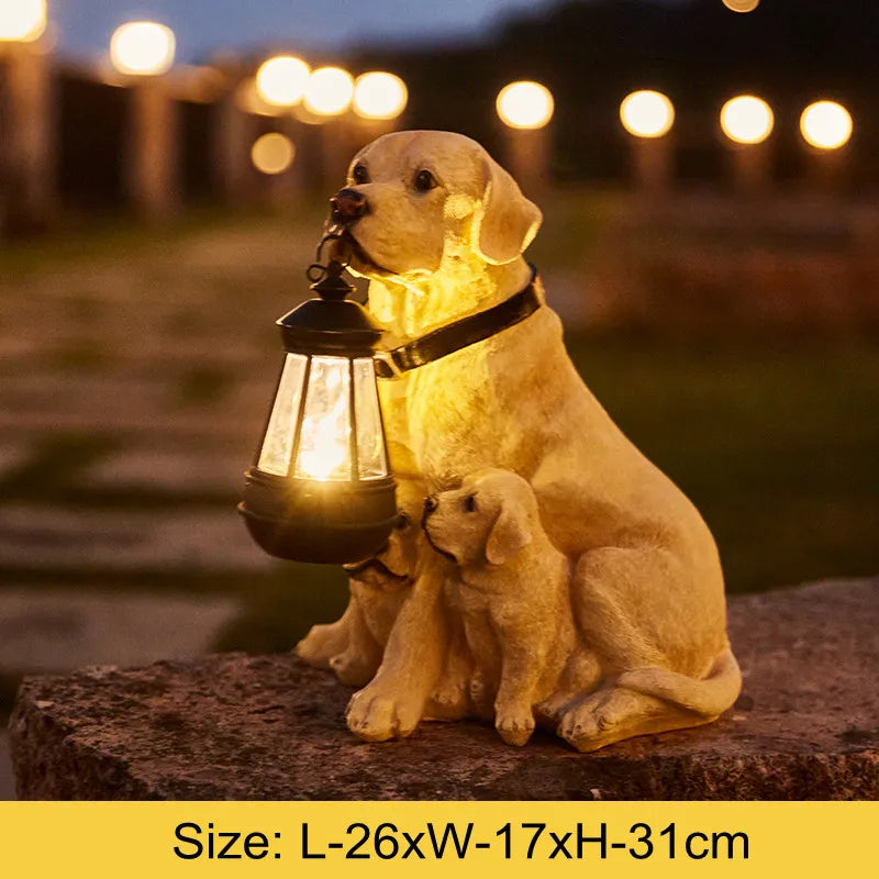 Kalsten | Solar-Powered Outdoor Resin Dog Statue Lamp