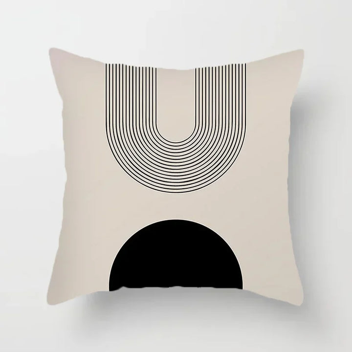 Aurum Cushion Cover - Modern Black-White Cushion Cover with Abstract Art Print Kalsten