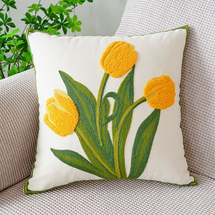 Embroidered Tulip Pillowcase | Kalsten