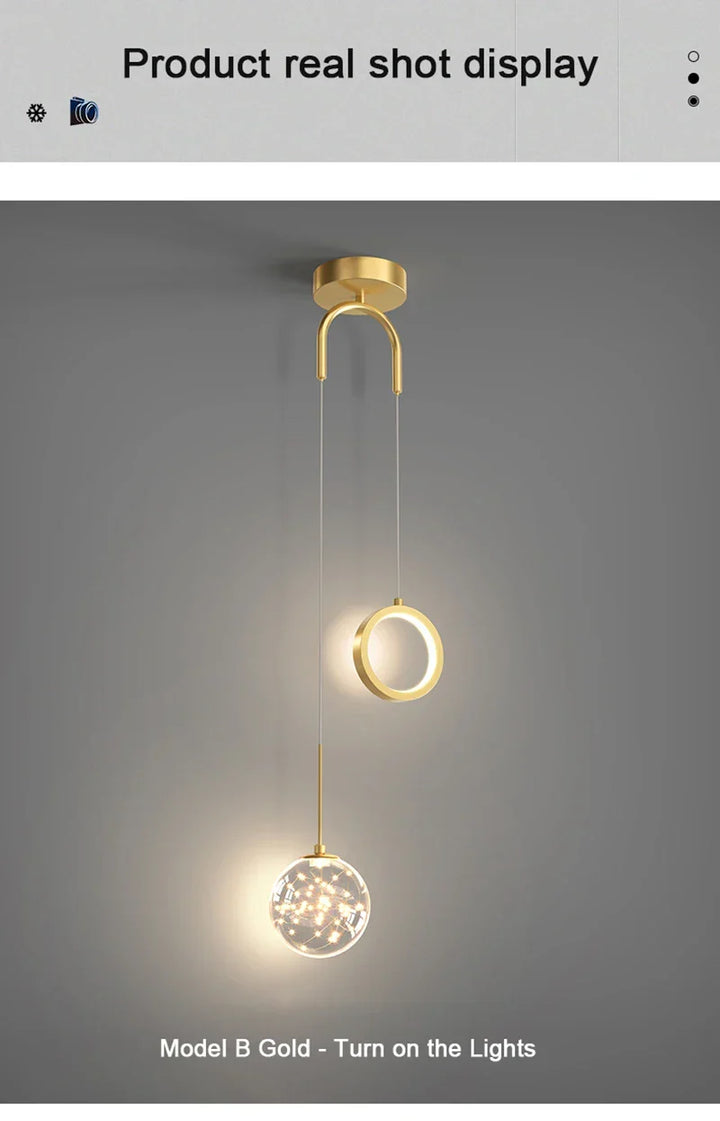 Modern LED Pendant Light – 2-Way Indoor Hanging Lamp for Living Room, Bedroom, Dining Table with Adjustable 3 Light Colors | Kalsten
