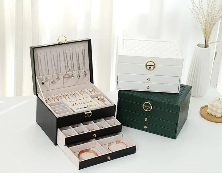 Lockable Multi-Layer Leather Jewelry Box Kalsten