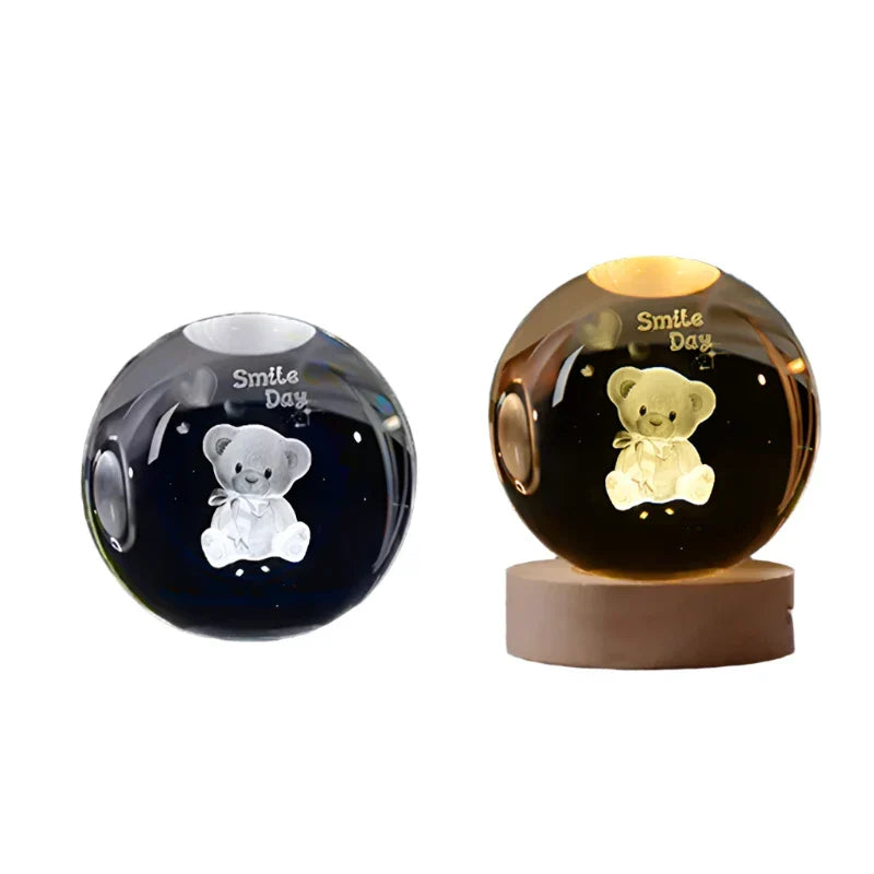 3D Crystal Night Light LED - Starry Sky Projector with Wooden Base, Romantic Lighting for Bedroom & Gifts | Kalsten