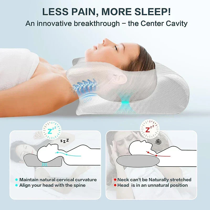 Kalsten | Memory Foam Cervical Pillow | Ergonomic 2-in-1 Design for Neck Pain Relief & Comfortable Sleep